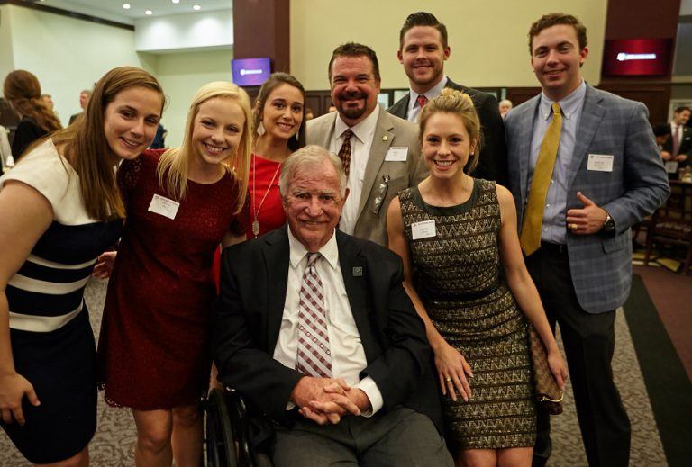 Master of Real Estate students with Mays Business School namesake, Lowry Mays