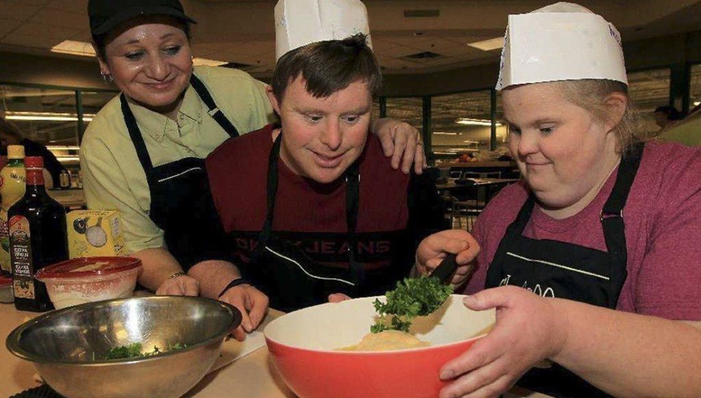 Special needs adults cooking