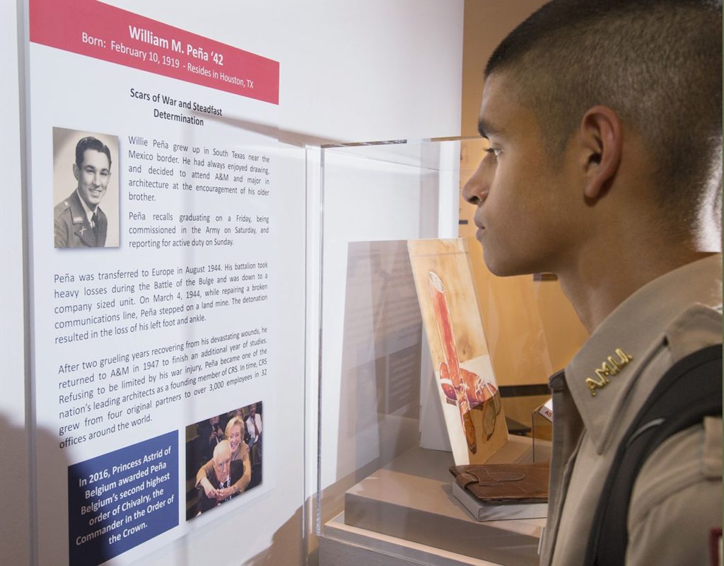 William Merriweather Peña ’42 will be honored alongside four Aggies who served during World War II in a multimedia exhibit. 
