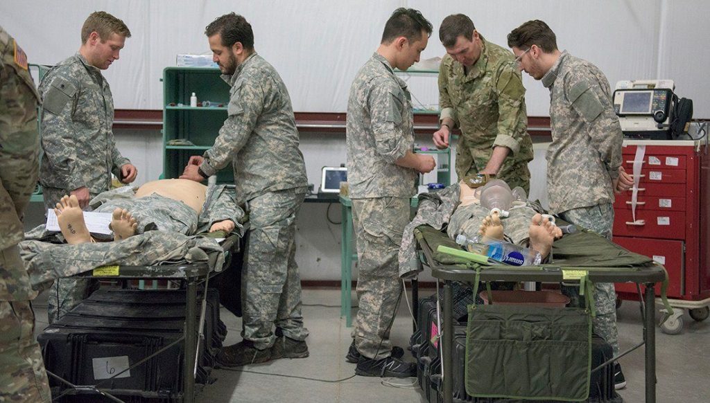 Students operate on dummies at a recent Tactical Combat Casualty Care course at Fort Hood.