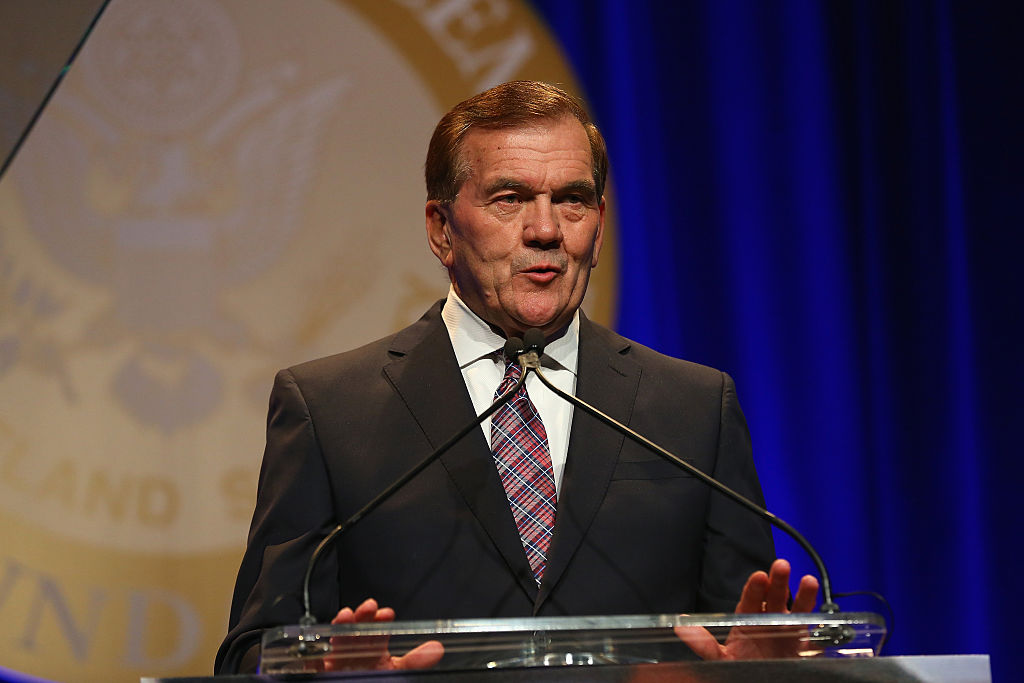 Former Governor Tom Ridge speaks onstage during the Federal Enforcement Homeland Security Foundation 2016 Ridge Awards at Sheraton Times Square on May 19, 2016 in New York City. (Photo by Paul Zimmerman/Getty Images for FEHSF)