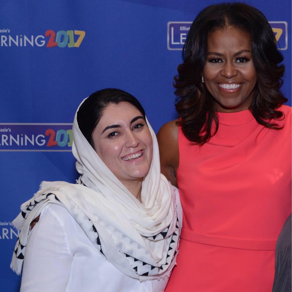 Metra Mehran and Former First Lady Michelle Obama.
