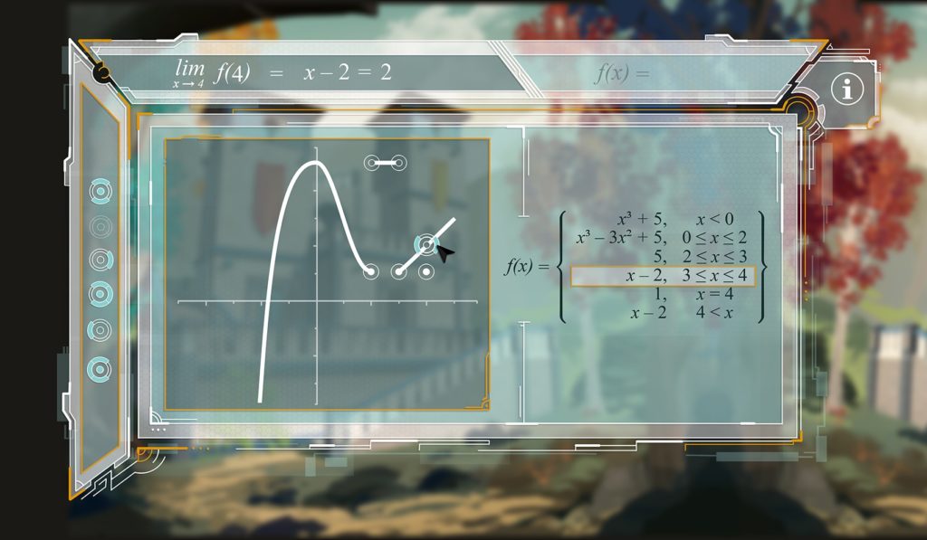 A mathematical problem user interface in Variant, an interactive video game developed by the Texas A&M LIVE Lab to help students master a deeper understanding of mathematical concepts behind calculus. (Texas A&M College of Architecture)