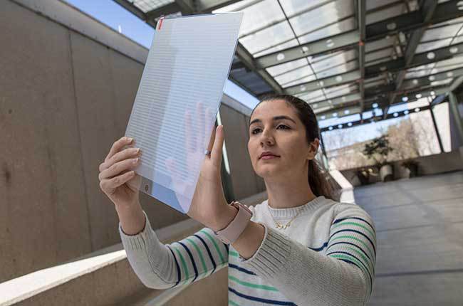The STAAR Description Format, designed with the help of graduate student Niloofar Zarei, renders audio for every word and formats the document, while a plastic overlay provides a tactile landmark grid on the iPad screen that allows the readers to keep their place spatially on the page.