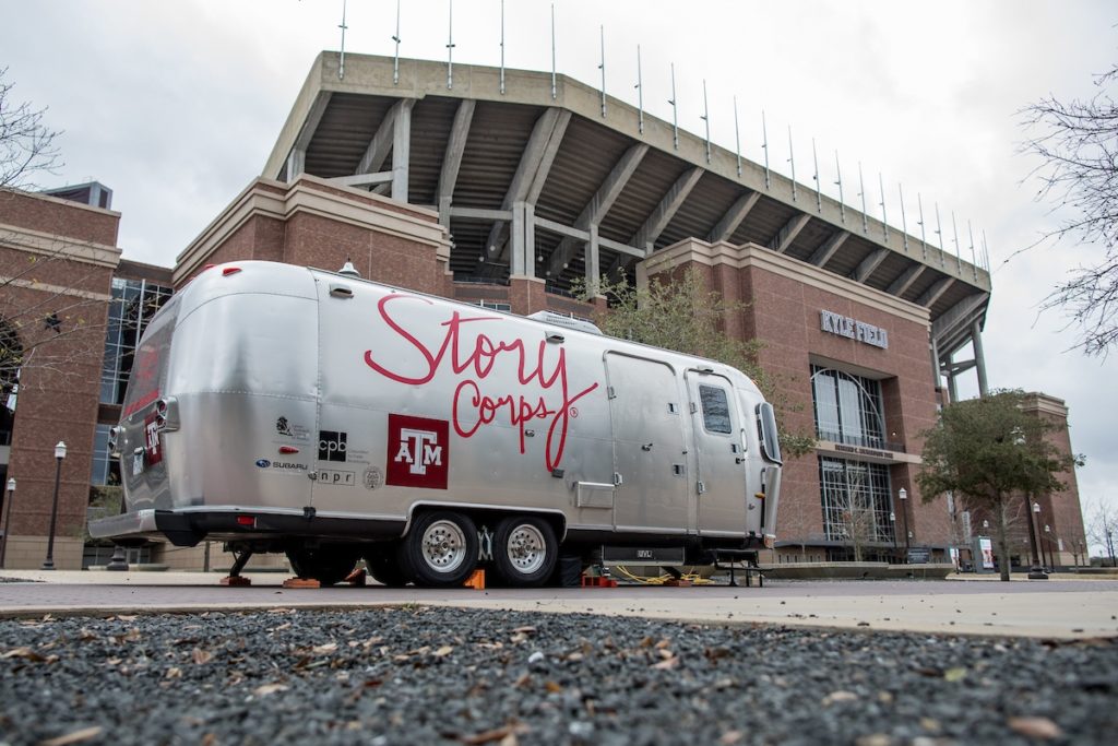 StoryCorps trailer in front of Kyle Field