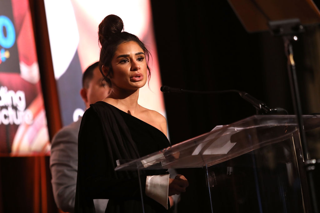 BEVERLY HILLS, CA - FEBRUARY 23: Actor Diane Guerrero speaks onstage during the 20th Annual National Hispanic Media Coalition Impact Awards Gala at Regent Beverly Wilshire Hotel on February 23, 2018 in Beverly Hills, California. (Photo by JC Olivera/Getty Images for National Hispanic Media Coalition )
