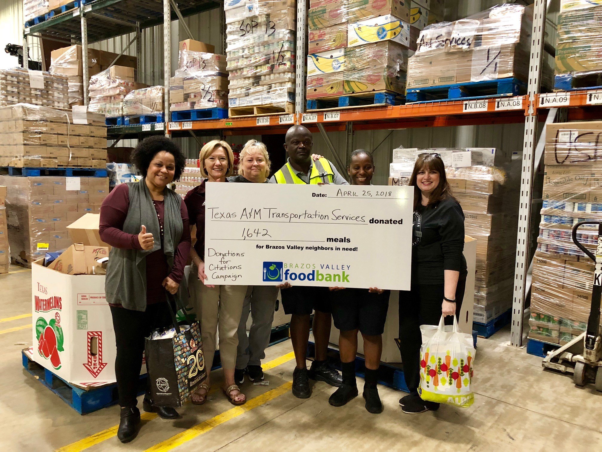 The Texas A&M Transportation Services annual Food for Fines campaign collected 1,970 pounds worth of food item donations for the Brazos Valley Food Bank. (Texas A&M University Transportation Services)