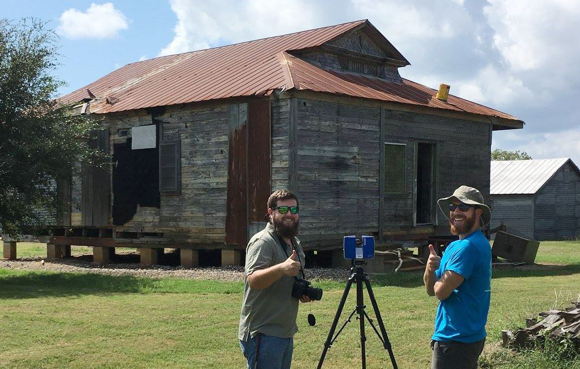 Andrew Billingsley and Ben Baaske capture images of the Deanville depot. (Texas A&M College of Architecture)