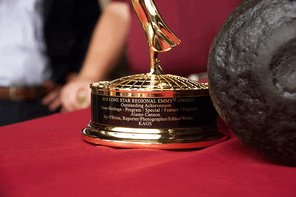 Close-up of Emmy Award plaque